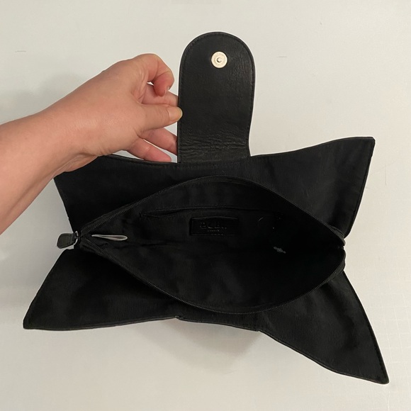 BCBGMAXAZRIA Paris Black Soft Leather Bow Clutch - Picture 6 of 11